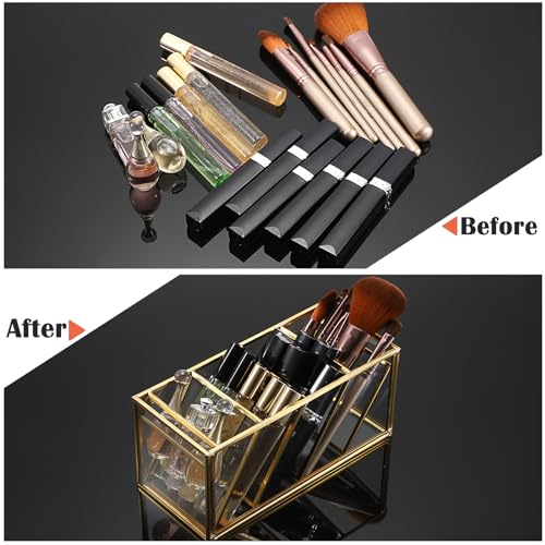 ELLDOO 4 Compartment Vintage Glass Perfume Organizer - Clear Display Case