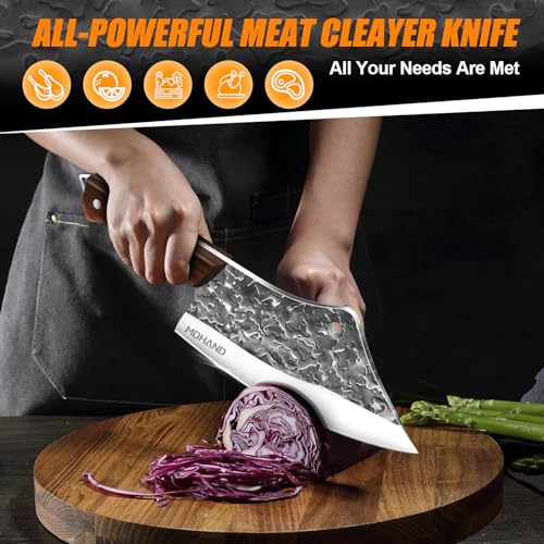 14PCS Auspicious Cloud Butcher Knife Set with Roll Bag - Hand Forged High Carbon Steel