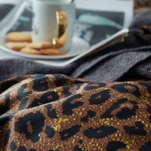 Queen Size Leopard Print Comforter Set - 3 Pieces Animal Cheetah Bedding with Pillowcases