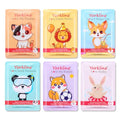 Animal Facial Mask Sheet Skincare for Adults and Children, Facial Mask Sheet for Present, Spa Party, Birthday Party, Holiday, Made with Cotton (6 Pieces)