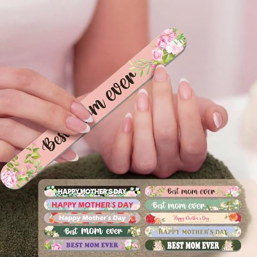 Therwen 50 Pcs Mother's Day Nail Files Set, EVA Floral Double-Sided Manicure & Pedicure Tools