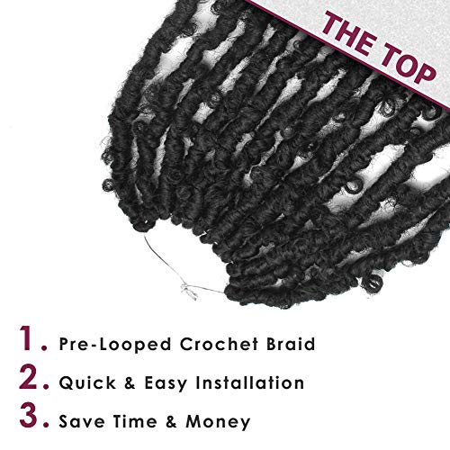 10 Inch Butterfly Locs Crochet Hair for Black Women - 6 Packs, Natural Black (1B)