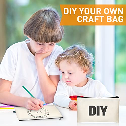 Canvas Zipper Bags Bulk - White with Black Zippers, 160 Pack - Cosmetic & Travel Organizer