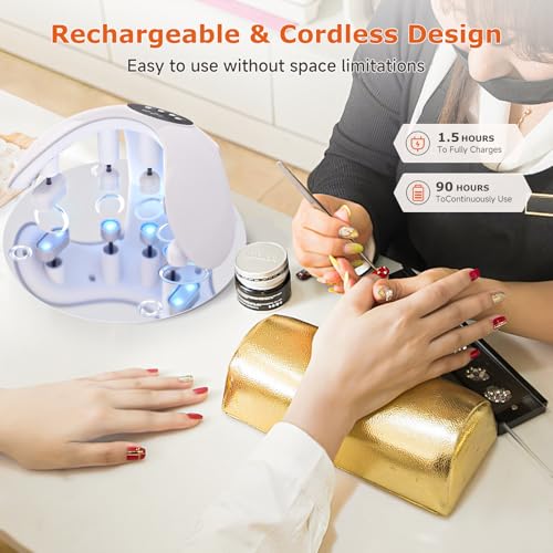 UV LED Nail Lamp 49W with 10 Beads & 4 Timer Settings, White - Fast Gel Curing