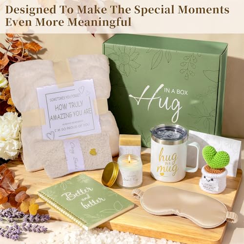Self Care Gift Basket for Women with Flannel Blanket - White | Get Well Soon
