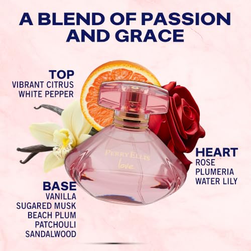Perry Ellis LOVE Eau de Parfum Spray for Women 3.4 oz - Vanilla & Rose