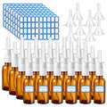 40 Pcs Nasal Spray Bottle Empty, Brown Glass Refillable Fine Mist Nasal Spray Bottles with 8 Funnels and 8 Labels (30ML/1oz)