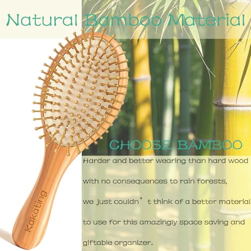 Ellipse 8-Pack Bamboo Hair Brushes for Hair Growth & Scalp Massage - Eco-Friendly Wooden Detangling Comb Set