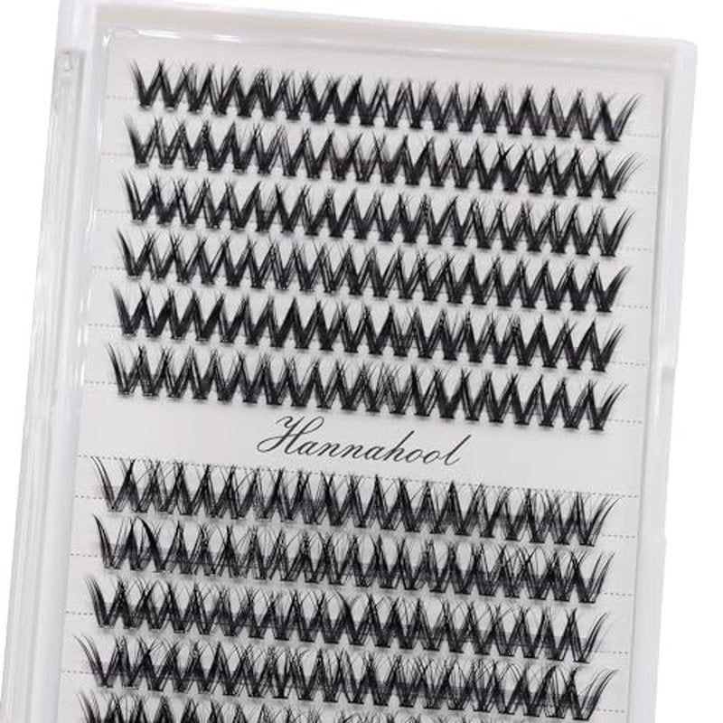 12rows-Large Tray Mixed 8-10-12-14-16mm/Mixed 14-15-16mm/Mixed14mm-16mm/Mixed 18-20mm Wide Stem Individual False Eyelashes Dramatic Black Cluster Eyelashes (MY009-10-12MM)
