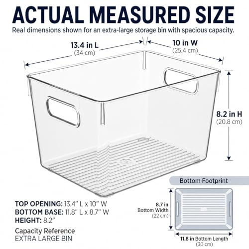 MOONEDGE 8 Pack XL Clear Food Storage Containers 13x10x8in, 16QT Capacity