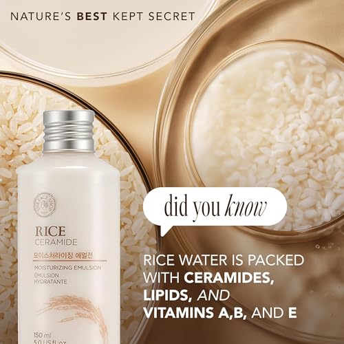 The Face Shop Rice Ceramide Moisturizing Emulsion 5.0 fl oz Pack of 2 - Hydrating & Skin Barrier