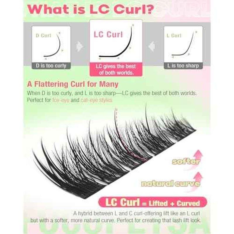 Fox Eye Lash Clusters Wispy Eyelash Clusters Kit Natural Lash Extensions Foxy Cluster Eyelash Extensions Spiky Individual Eyelashes Extension Kit with Lash Bond and Seal, Lash Tweezers