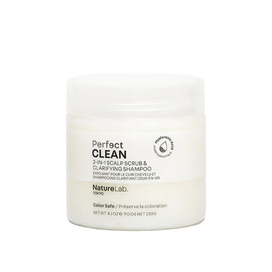 NatureLab.TOKYO Perfect Clean 2-in-1 Scalp Scrub & Clarifying Shampoo | Exfoliating Sugar Crystals with Probiotic Sake Water & Hyaluronic Acid for Deep Scalp Cleanse, Shine, & Hydration – 8.1 oz