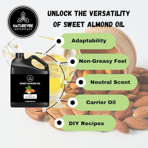 Naturevibe Botanicals Sweet Almond Oil 32oz and Fractionated Coconut Oil 32oz |Oil Combo