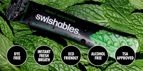 Swishables Spearmint Bliss Liquid Mouthwash Packets 50 Travel Sticks, TSA-Approved