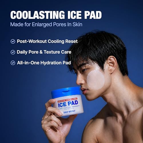 Daily Weekly Cooling Toner Pads for Men - Pore Care & Skin Refresh, 70 Pads