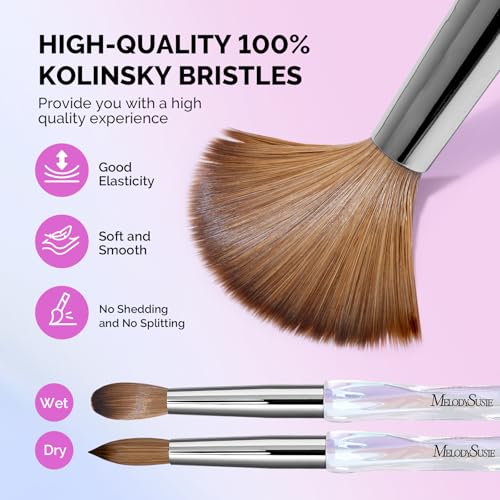 100% Kolinsky Acrylic Nail Brush Transparent Size 12 - MelodySusie