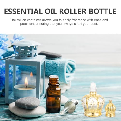Housoutil 10ml Essential Oil Glass Roller Bottle, 20PCS Refillable Vintage Perfume Bottles, Middle Eastern Style Glass Roll on Dispenser with Cap for Thai Amulet Essential Oil Catholic Baptism