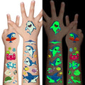 Luminous Temporary Tattoos for Kids - 130Pcs Marine Animal Glow Tattoos Stickers,Ocean Theme Glow In The Dark Tattoos for Boys and Girls,Face Makeup Fake Tattoo,Holiday Party Favors Gifts for child