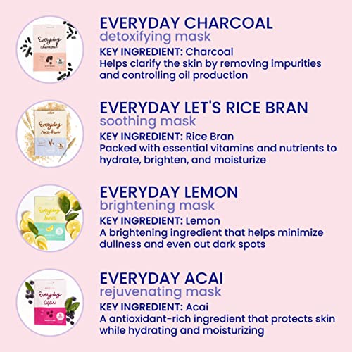 FACETORY Everyday 8-Piece Korean Face Mask Variety Pack - 16 Count
