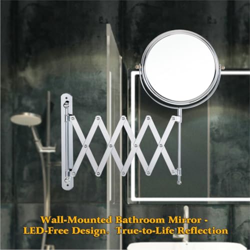 Welllink 8-Inch Extendable Wall Mirror with 10X Magnification - Chrome, Variation 10X