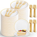 White Gold 400pcs Dessert Plates & Forks Set for Parties & Weddings