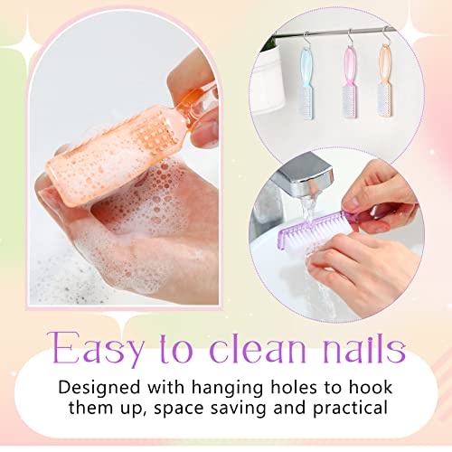 Patelai 100 Pieces Handle Grip Nail Brush Bulk for Cleaning Fingernails Toes Scrub Manicure Pedicure (Colorful)