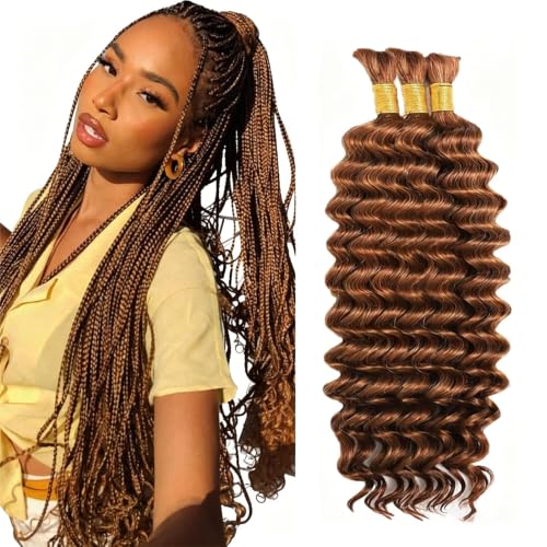 Light Brown Curly Braiding Hair Bundles - Human Hair for Boho Braids, 14-26 Inch, 150g/Pack