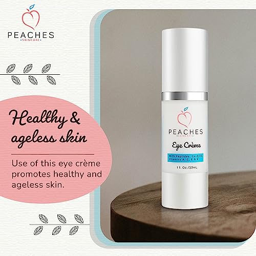Peaches Skin Care Under Eye Cream ? Targets Puffiness, Dark Circles, and Bags ? Vegan Formula with Peptides, Co-Q10, Squalene, Vitamins, and Reishi ? Eye Cr?me (1 oz)