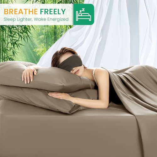 King Size Bamboo Viscose Bed Sheets Set - Simply Taupe, 4 Pieces