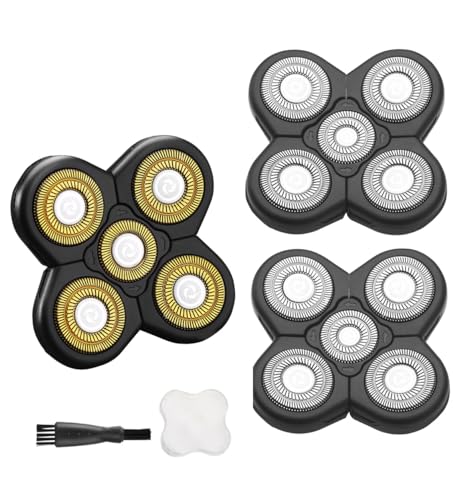 Universal 5-Blade Head Shaver Replacement Heads for Grooming & Trimming