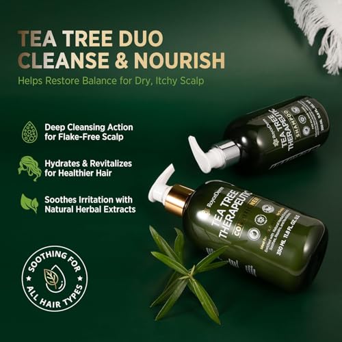 Roycederm Tea Tree Antifungal Shampoo & Conditioner Set for Scalp Care - Folliculitis Relief, Dry & Itchy Scalp, Paraben & Sulfate Free