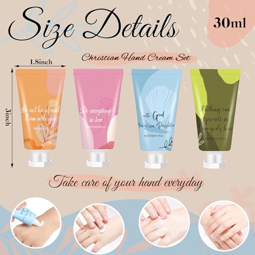 48 Pcs Easter Christian Hand Lotion Bulk Gifts for Women Bible Verse Mini Travel Hand Cream Religious Mother's Day Gift for Church Members Prayers Teachers Coworkers Homeless