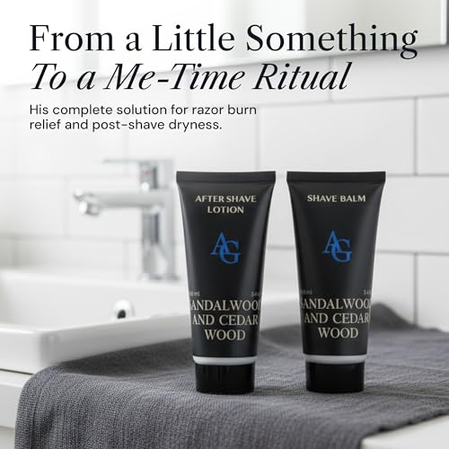 Self-Care Kit for Men Set with Shave Balm and After Shave Lotion - Shave Balm for Sensitive Skin - Birthday Gift Idea for Him - 2 x 3.4 fl oz Razor Burn Cooling & Soothes Skin