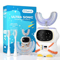 Kids U-Shaped Electric Toothbrush - Sensory Design for Ages 2-7, White - Astronaut Theme