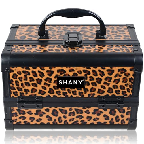 SHANY Chic Makeup Train Case Cosmetic Box Portable Makeup Case Cosmetics Beauty Organizer Jewelry storage with Locks, Multi trays Makeup Storage Box with Makeup Mirror - Lost Cheetah
