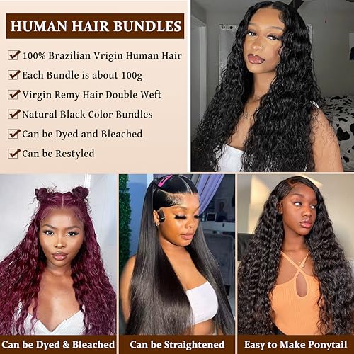 10 Inch Water Wave Human Hair Bundles for Black Women - Deep Wet & Wavy Extensions