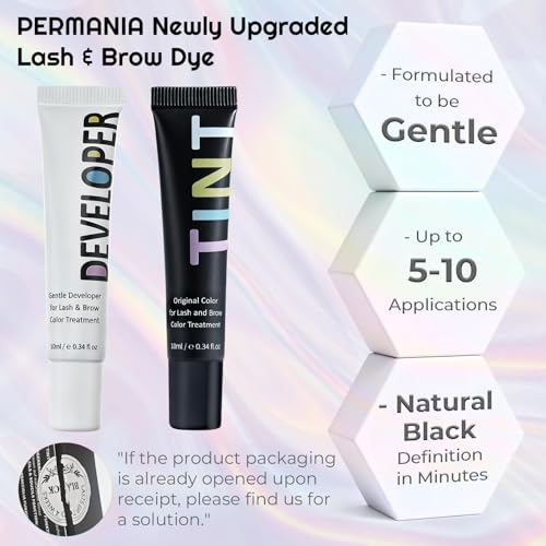 PERMANIA Lash Color Kit, 10 ml Natural Black Lasts up to 4 Weeks for Newbie & Pro Kit Fast Quick Coloring (with eye patches)
