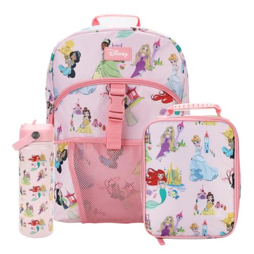 Princess Pink AOP Character 16-Inch Backpack & Lunch Box Set with Stainless Steel Water Bottle