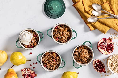 Le Creuset Stoneware Mini Cocotte Set of 4 - 8 oz Artichaut, Oven Safe, Colorful