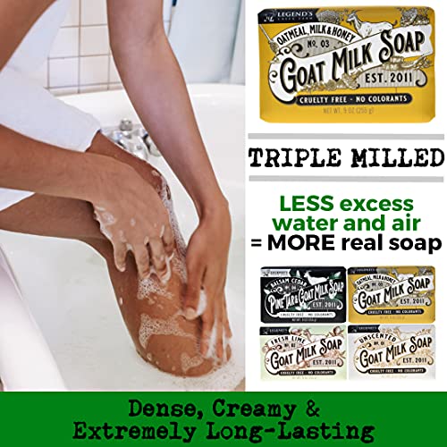 Legend's Creek Farm Goat Milk Soap - Triple Milled Moisturizing Bar for Hands and Body - 9 Oz Creamy Lather, Nourishing, Natural Soap for Sensitive Skin (Assorted Bundle)
