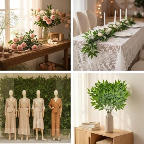 Artificial Italian Ruscus Greenery Stems Bulk 18 Inch - 100pcs for Wedding & Decor