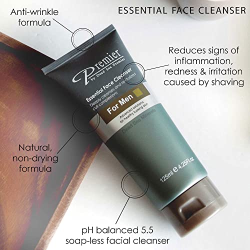 Premier Dead Sea Men's Skincare Gift Set, 3-Pack: Nourishing Cream, Shaving Cream, Facial Cleanser for Men, Sensitive Skin, Anti-Wrinkle, Daily Use