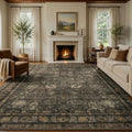 Brown 8x10 Area Rug - Washable Non-Slip Vintage Floral Design