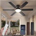 Fanbulous 52-Inch Flush Mount Ceiling Fan with Light, Remote & App Control - Black
