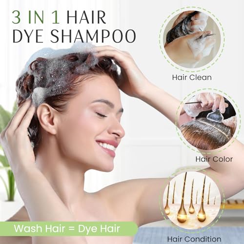 Dark Wine Red Hair Dye Shampoo - Burgundy Hair Color for Women & Men - 3-in-1 Nourishing Formula with Natural Ingredients