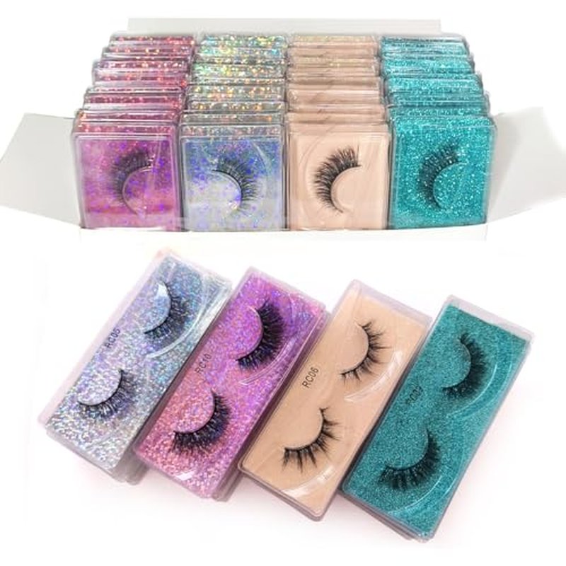 10 Pairs False Eyelashes Natural, Wholesale 5D Fuffy Volume Lashes, Faux Mink Eyelash Bulk with Portable Boxes