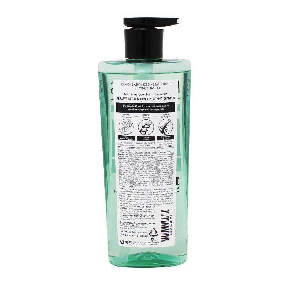 Kerasys Advanced Keratin Bond Purifying 20.2 fl oz / 600 ml (1-Pack, Shampoo), Green