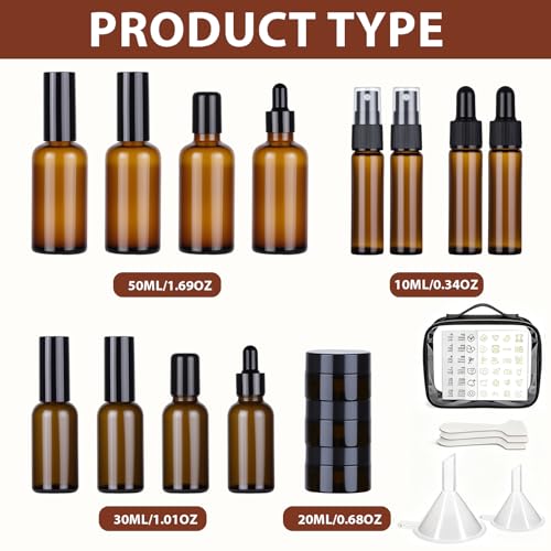 29-Pack TSA Approved Glass Travel Containers Set - Leak-Proof Skincare & Toiletry Bottles