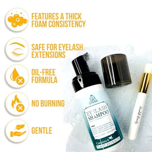 Forabeli Lash Shampoo and Pure Sensitive Lash Extension Glue Bundle - Gently Cleanses Lashes & Removes Makeup - No Fumes, Ideal for Sensitive Eyes - Complete Set for Long-Lasting Eyelash Extensions